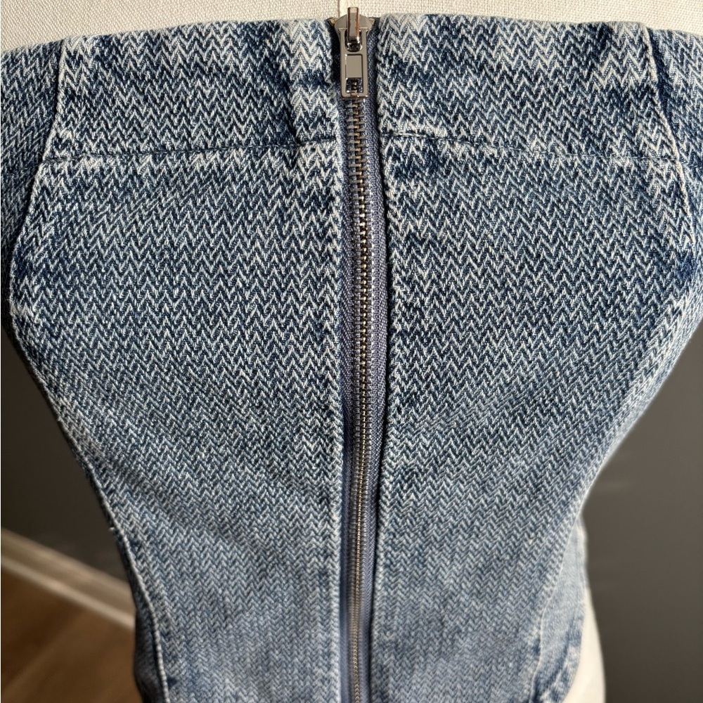 Bailey Rose Strapless Denim Corset Top With Zipper - Picture 2 of 7